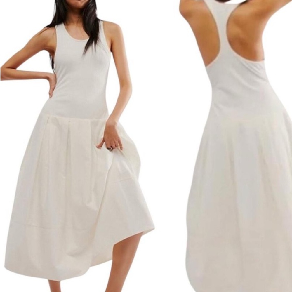 NWOT Free People White Midi Racerback Dress Size XL